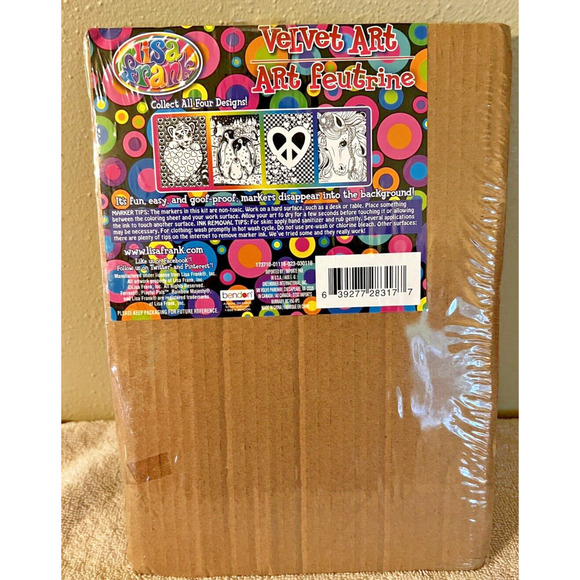 Lisa Frank Velvet Art Peace Heart "goof proof" Craft Not Vintage Sealed - Picture 2 of 4